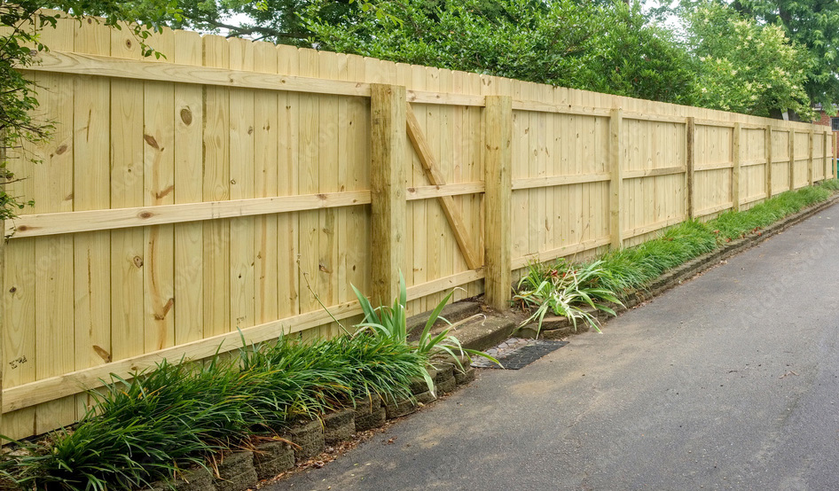 New wood fence construction